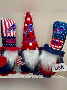 Buffalo Bills Red Patriotic Gnome Decor